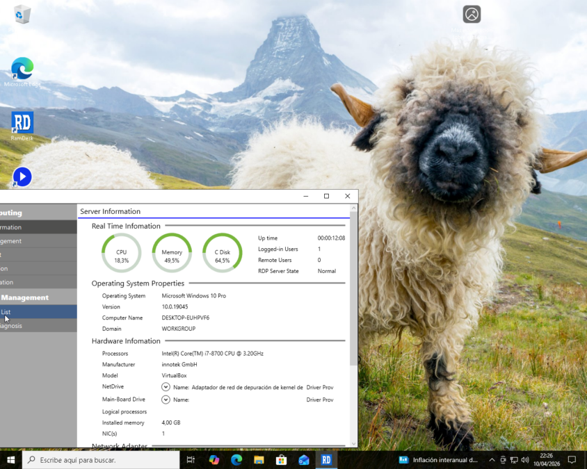 Windows 10 con RamDesk